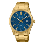 CASIO MTP-VD03G-2AUDF GOLD IP BLUE ANALOG DIAL GOLD IP STAINLESS STEEL BAND MEN'S WATCH A2245