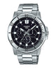 CASIO MTP-VD300D-1EUDF BLACK ANALOG DIAL SILVER STAINLESS STEEL BAND MEN'S WATCH A1748
