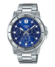CASIO MTP-VD300D-2EUDF BLUE ANALOG DIAL SILVER STAINLESS STEEL BAND MEN'S WATCH A1749