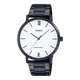 CASIO MTP-VT01B-7BUDF BLACK IP WHITE ANALOG DIAL BLACK IP STAINLESS STEEL BAND MEN'S WATCH A1975