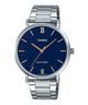 CASIO MTP-VT01D-2BUDF BLUE ANALOG DIAL SILVER STAINLESS STEEL BAND MEN'S WATCH A1613