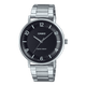 CASIO ENTICER MEN MTP-VT03D-1BDF BLACK ANALOG DIAL SILVER STAINLESS STEEL BAND A2405