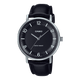 CASIO ENTICER MEN MTP-VT03L-1BDF BLACK ANALOG DIAL BLACK LEATHER BAND A2408