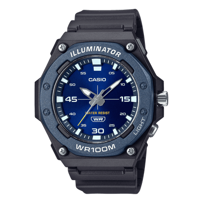 CASIO  MW-620H-2AVDF BLUE ANALOG DIAL BLACK RESIN STRAP  100M WATER RESISTANT D356