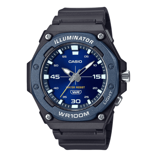 CASIO  MW-620H-2AVDF BLUE ANALOG DIAL BLACK RESIN STRAP  100M WATER RESISTANT D356