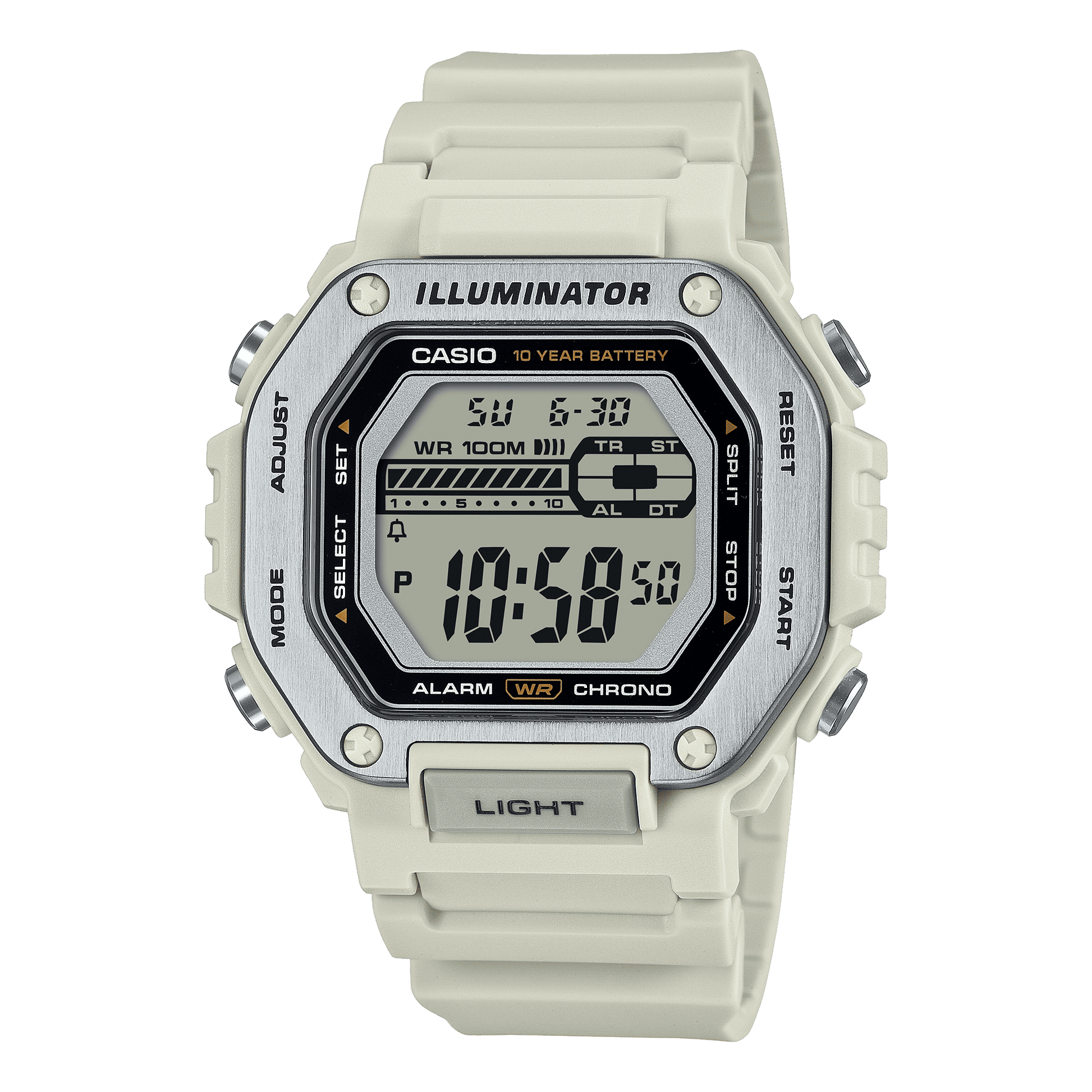 CASIO MWD-110H-8AVDF WHITE DIGITAL DIAL WHITE RESIN STRAP MEN'S WATCH D348