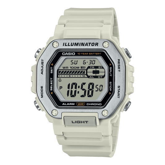 CASIO MWD-110H-8AVDF WHITE DIGITAL DIAL WHITE RESIN STRAP MEN'S WATCH D348