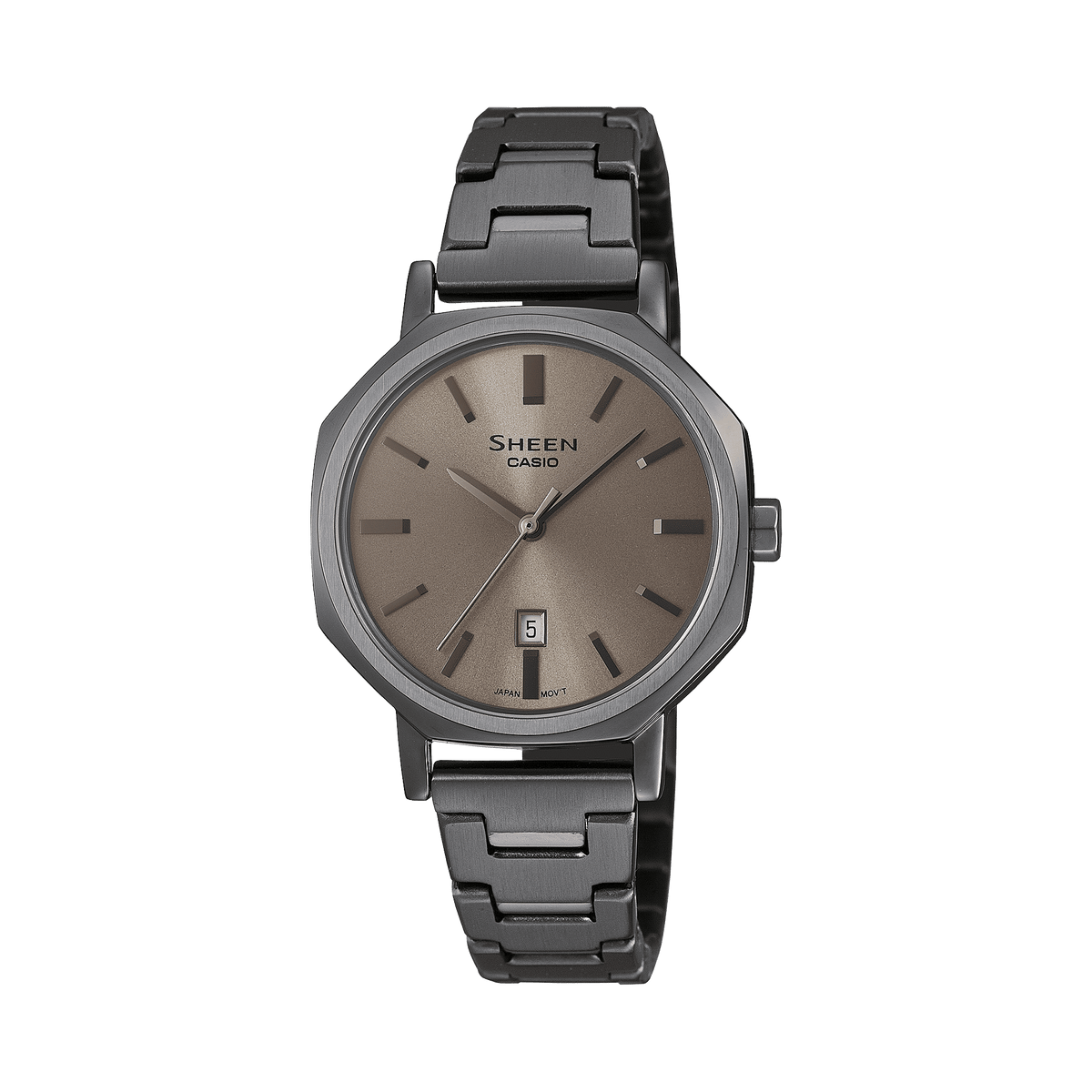 CASIO SHEEN SHE-4554GY-5AUDF GREY ANALOG DIAL GREY STAINLESS STEEL STRAP WOMEN'S WATCH 