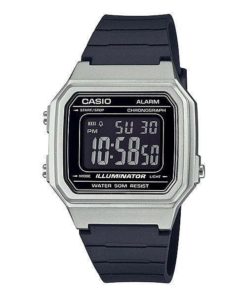 CASIO  W-217HM-7BVDF SILVER DIGITAL DIAL BLACK RESIN STRAP  7 YEAR BATTERY I114