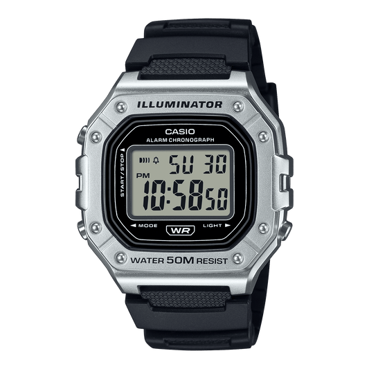 CASIO YOUTH W-218HM-7AVDF BLACK  DIGITAL DIAL BLACK  RESIN  BAND D374