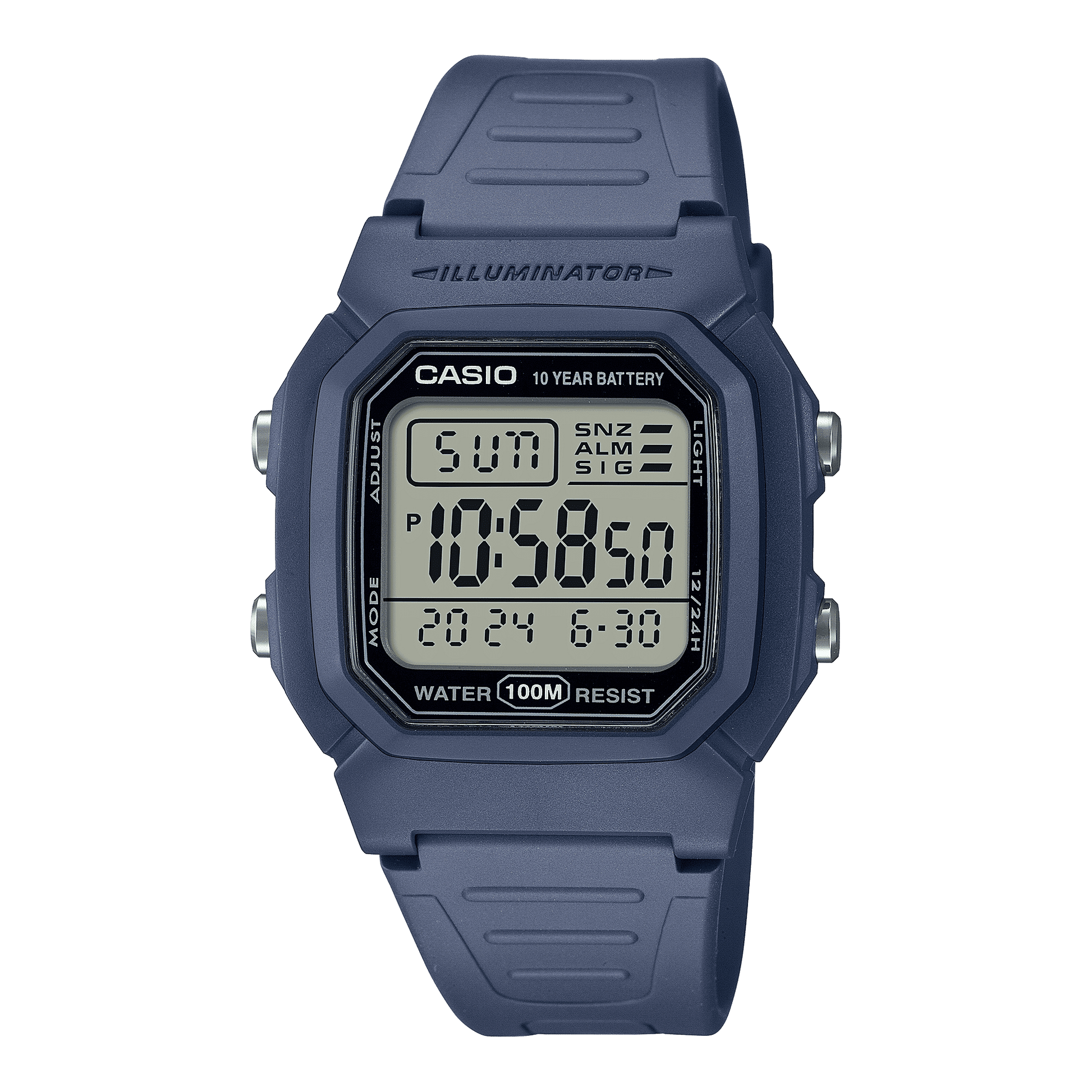 CASIO  W-800H-2AVDF  DIGITAL DIAL BLUE RESIN STRAP  100M WATER RESISTANT D333