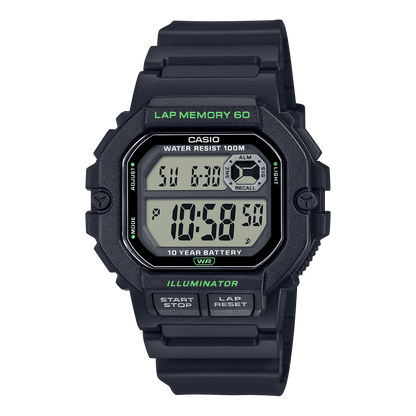 CASIO  WS-1400H-1AVDF BLACK DIGITAL DIAL BLACK RESIN STRAP  LAP MEMORY D269