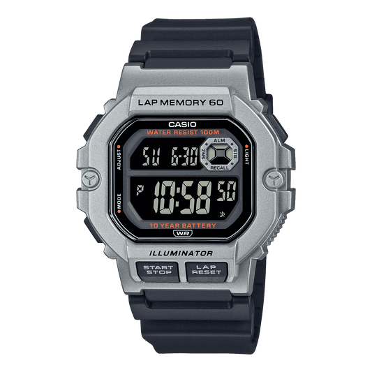 CASIO  WS-1400H-1BVDF SILVER DIGITAL DIAL BLACK RESIN STRAP  LAP MEMORY D270