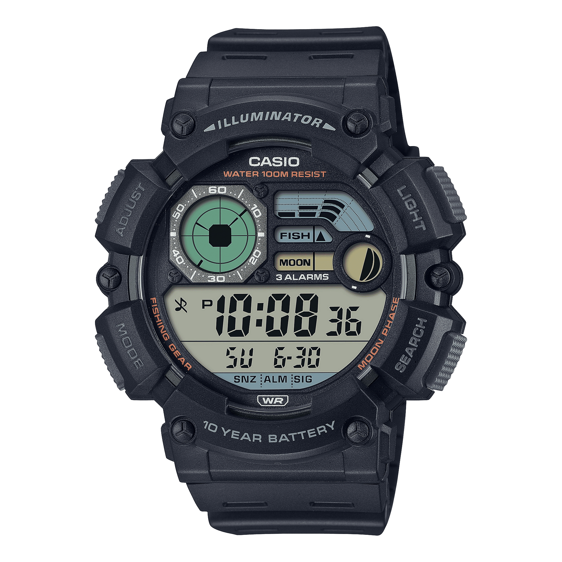CASIO  WS-1500H-1AVDF  DIGITAL DIAL BLACK RESIN STRAP  MOON DATA D292